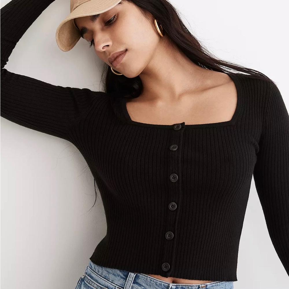 Rosseau Square-Neck Crop Cardigan Top